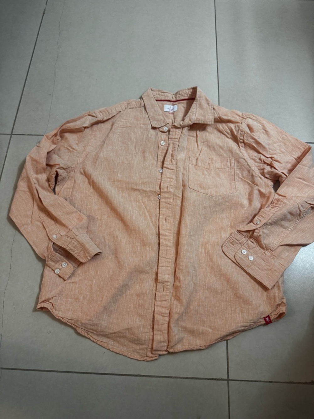 Islander Peach-Orange Long-Sleeve Casual Button-Down Shirt